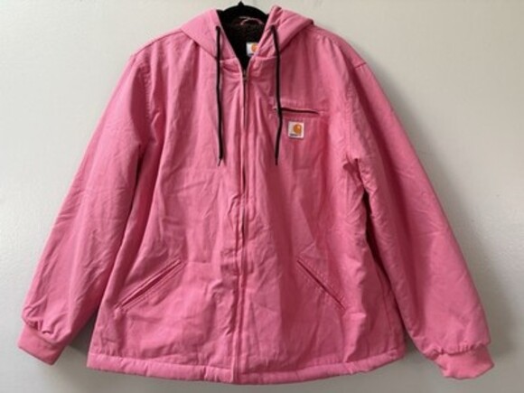 Carhartt Jackets & Blazers - Carhartt Women XLarge Pink Sherpa Lined Hooded Workwear Jacket Y2K Streetwear
